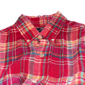 Vineyard Vines Mens XS Pink Plaid Slim Fit Murray Linen Button Down Shirt